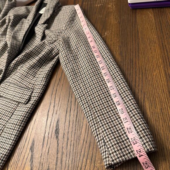 Joie Houndstooth Double Breasted Wool Blend Blazer Medium Checkered Jacket - Picture 12 of 14